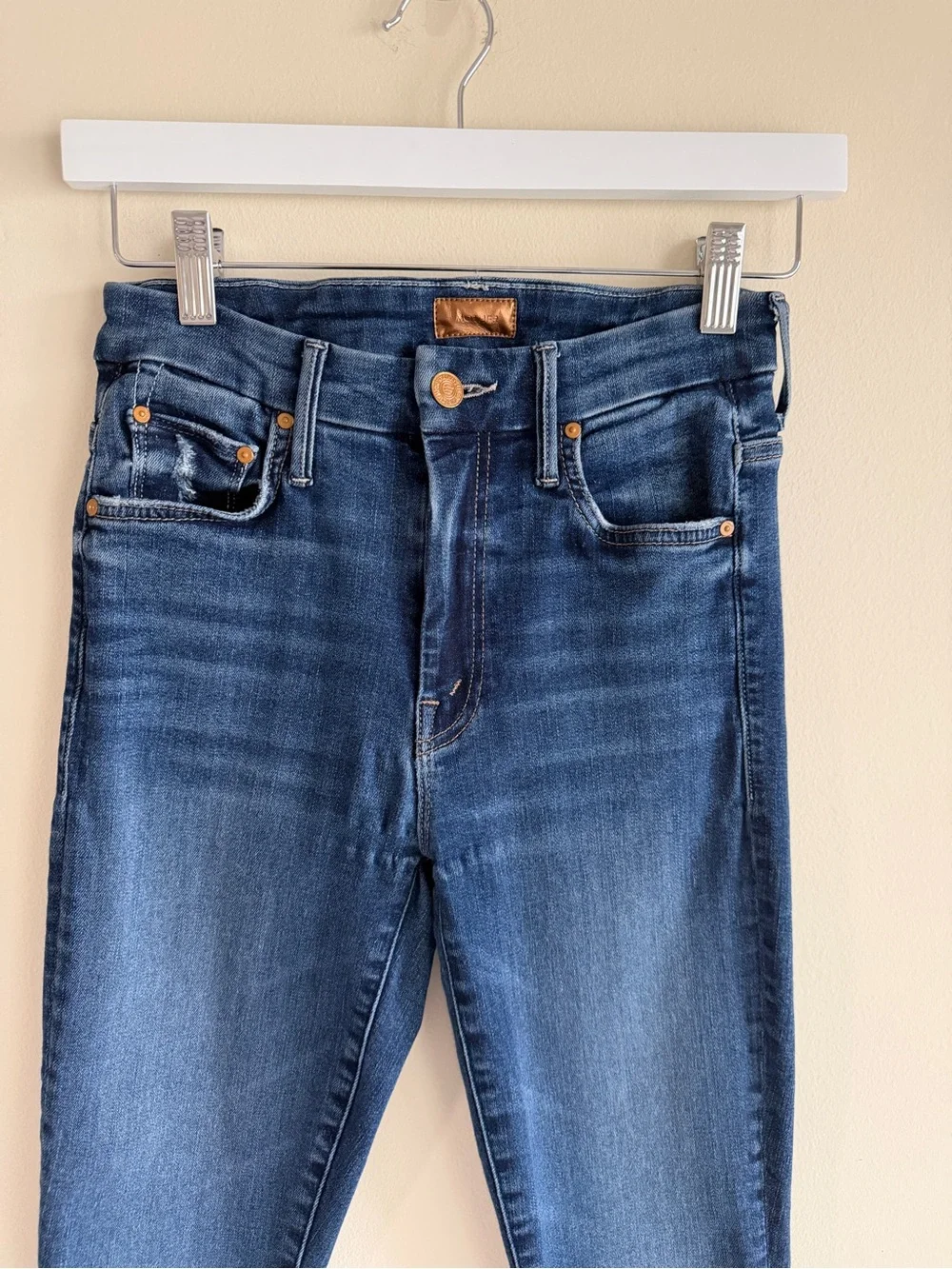 MOTHER High Waisted Looker Skinny Jeans Teaming Up Blue Size 25